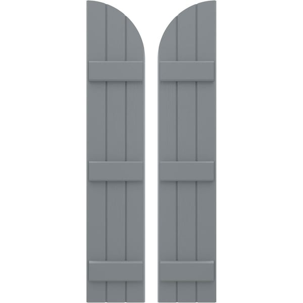 Ekena Millwork Americraft 3-Board (3 Batten) Wood Joined Board-n-Batten Shutters w/ Arch Top, ARW401BQ311X77CHH, PR ARW401BQ311X77CHH - main